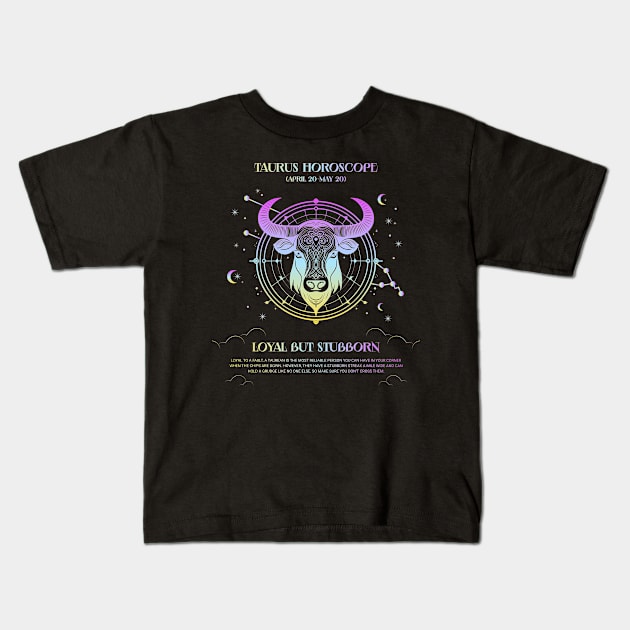 Taurus Zodiac Horoscope Kids T-Shirt by Just Gotta Look